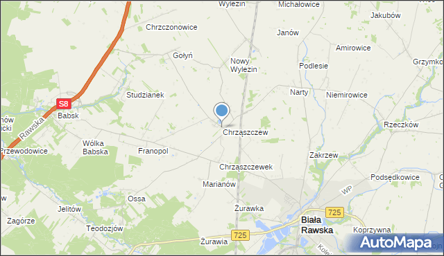 mapa Chrząszczew, Chrząszczew na mapie Targeo